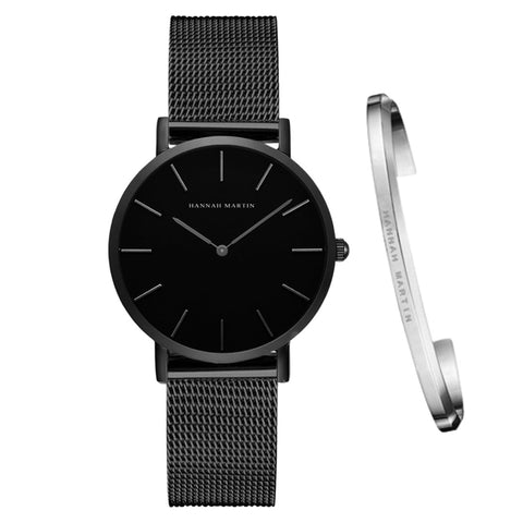 RELOJ HANNAH MARTIN ICON BLACK + BRAZALETE