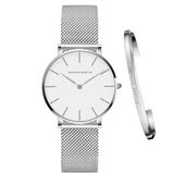 RELOJ HANNAH MARTIN SILVER MESH + BRAZALETE