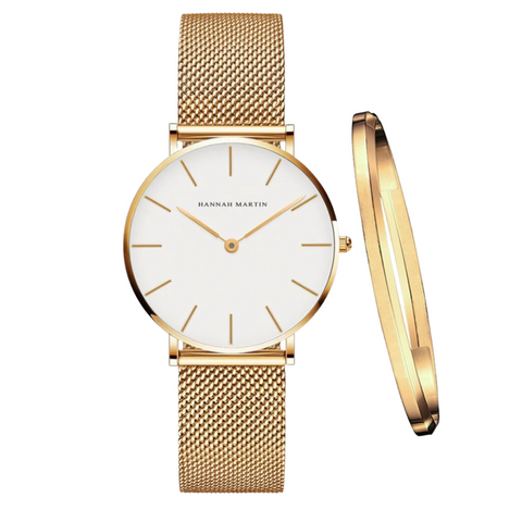 RELOJ HANNAH MARTIN GOLD MESH + BRAZALETE