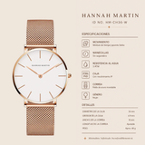 RELOJ HANNAH MARTIN ROSE GOLD MESH + BRAZALETE Wayano Store